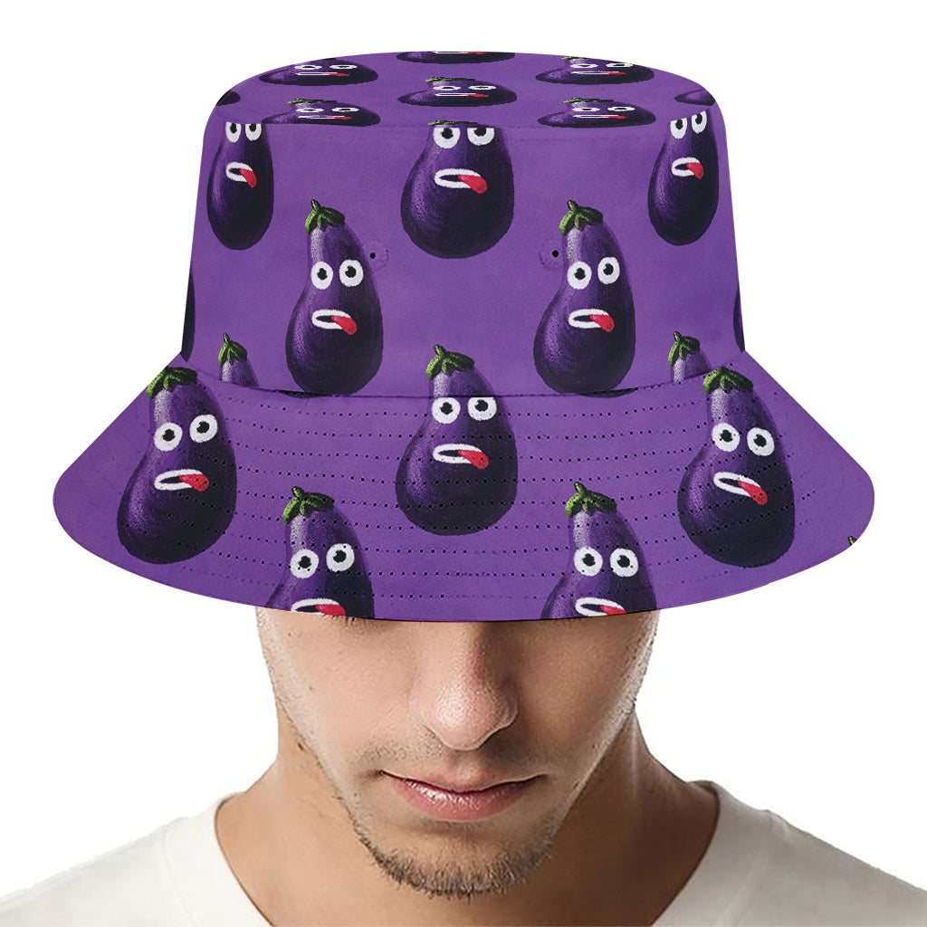 Funny Eggplant Pattern Print Bucket Hat