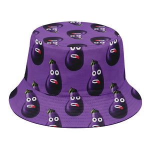 Funny Eggplant Pattern Print Bucket Hat