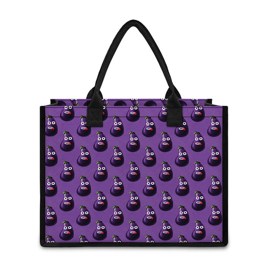 Funny Eggplant Pattern Print Canvas Tote Bag