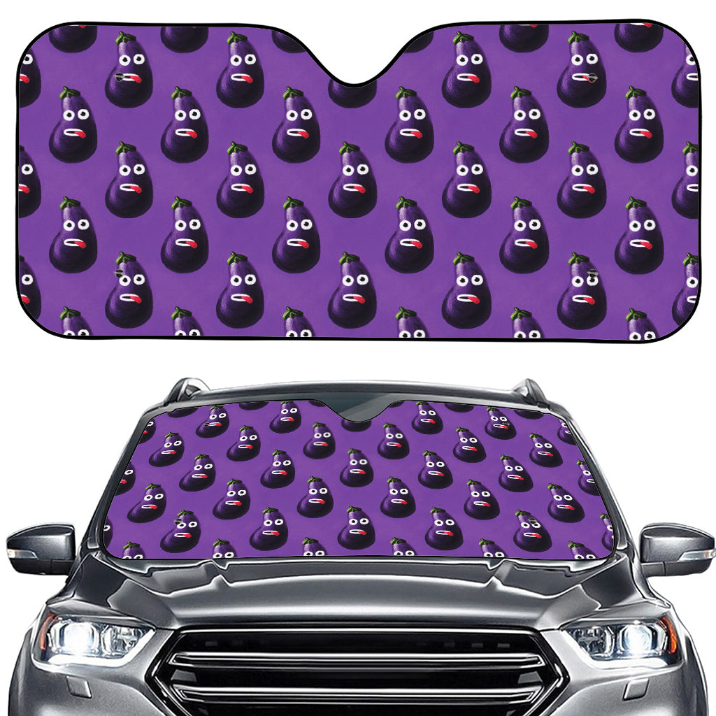 Funny Eggplant Pattern Print Car Windshield Sun Shade