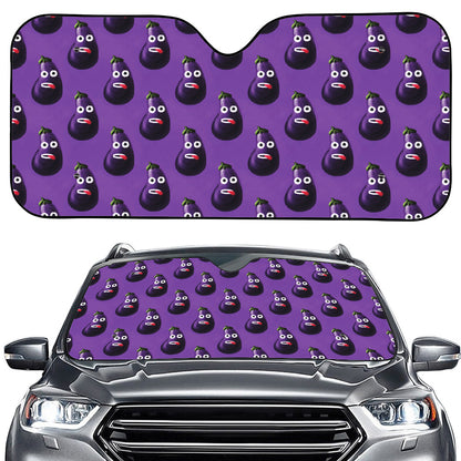 Funny Eggplant Pattern Print Car Windshield Sun Shade