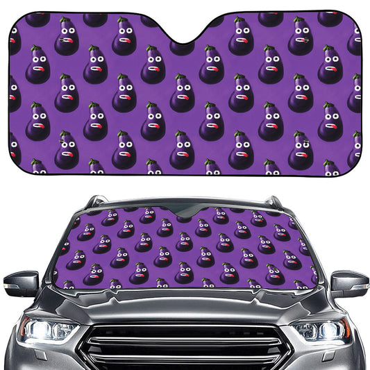 Funny Eggplant Pattern Print Car Windshield Sun Shade