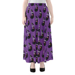 Funny Eggplant Pattern Print Chiffon Maxi Skirt