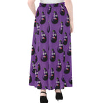 Funny Eggplant Pattern Print Chiffon Maxi Skirt