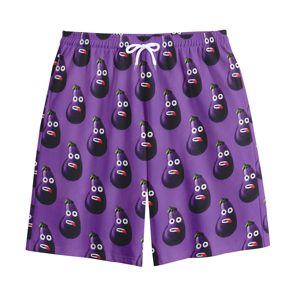 Funny Eggplant Pattern Print Cotton Shorts