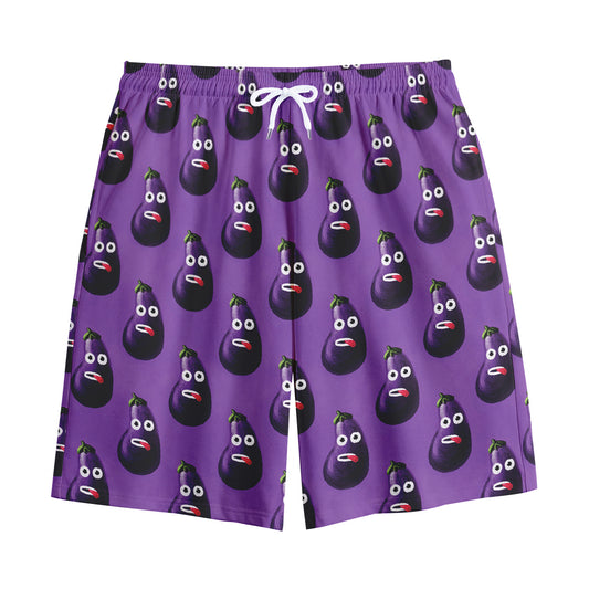 Funny Eggplant Pattern Print Cotton Shorts