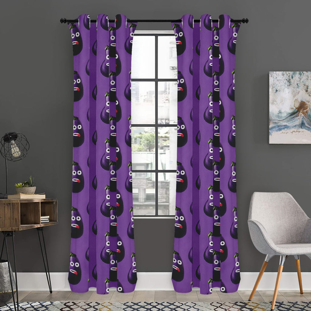 Funny Eggplant Pattern Print Curtain