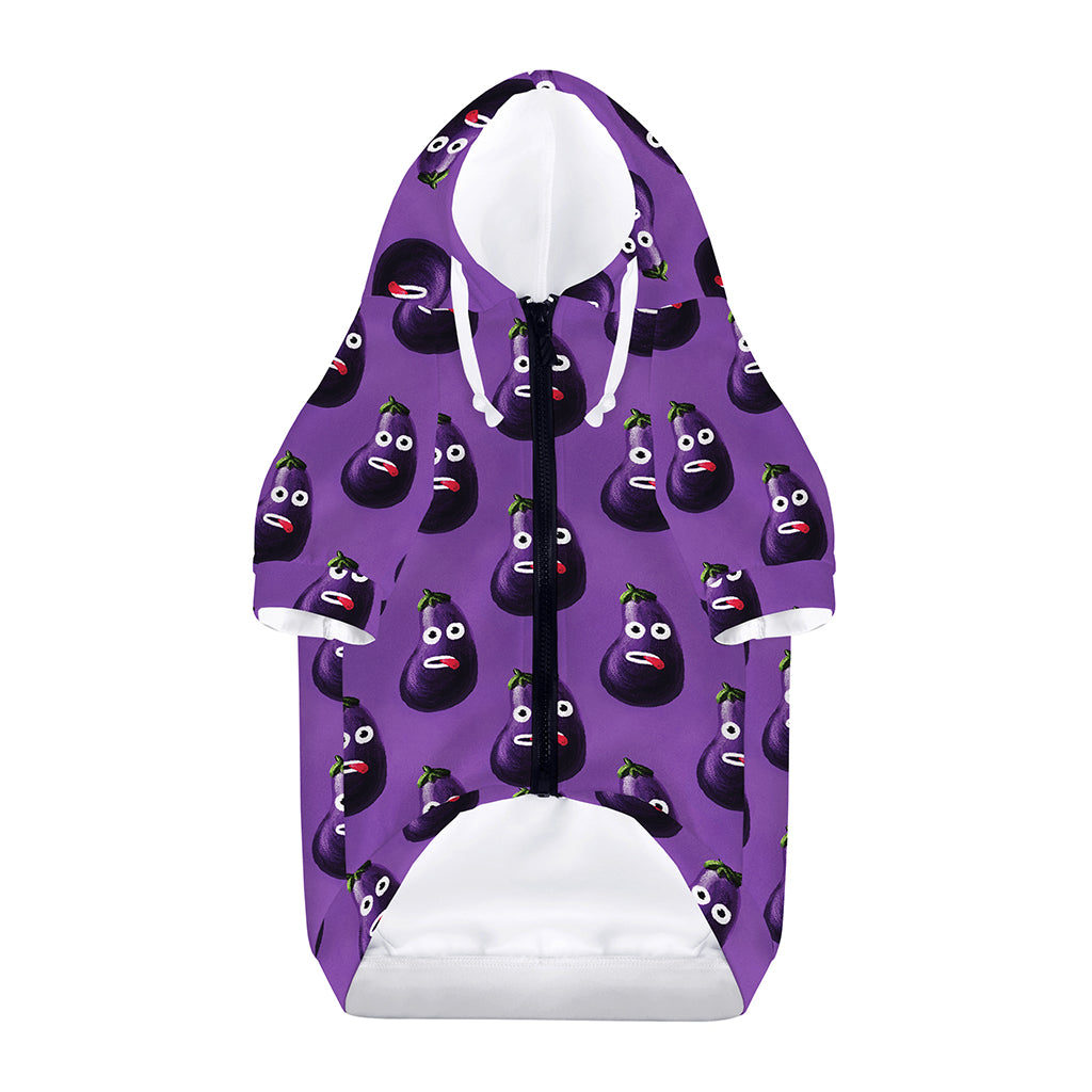Funny Eggplant Pattern Print Dog Zip Up Hoodie