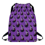 Funny Eggplant Pattern Print Drawstring Backpack