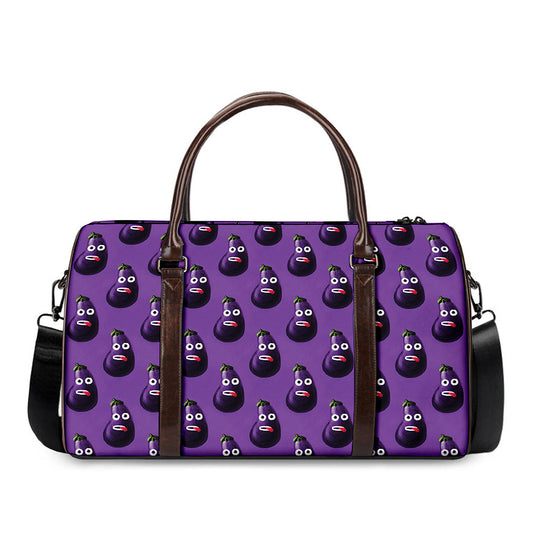 Funny Eggplant Pattern Print Duffle Bag