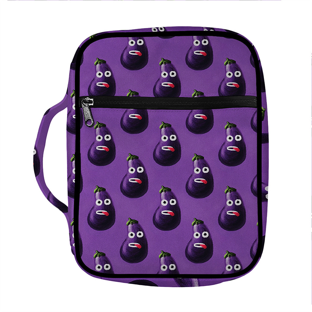 Funny Eggplant Pattern Print Front Pocket Bible Bag