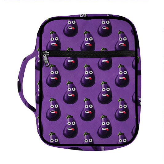 Funny Eggplant Pattern Print Front Pocket Bible Bag
