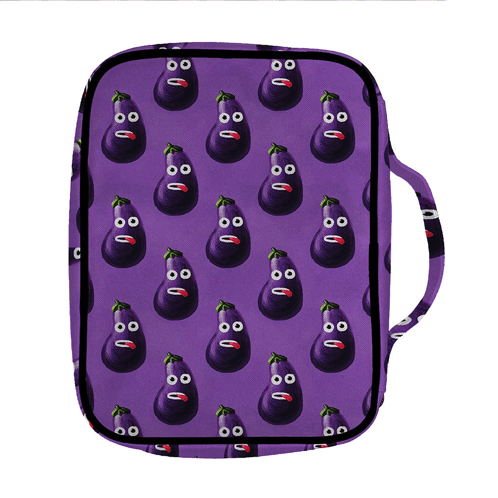 Funny Eggplant Pattern Print Front Pocket Bible Bag