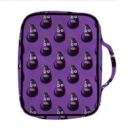 Funny Eggplant Pattern Print Front Pocket Bible Bag