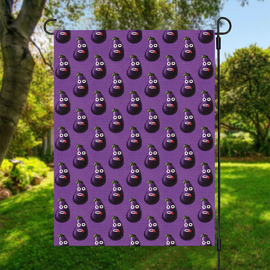 Funny Eggplant Pattern Print Garden Flag