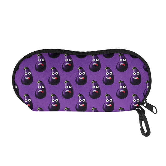 Funny Eggplant Pattern Print Glasses Case