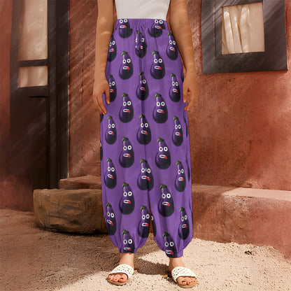 Funny Eggplant Pattern Print Harem Pants