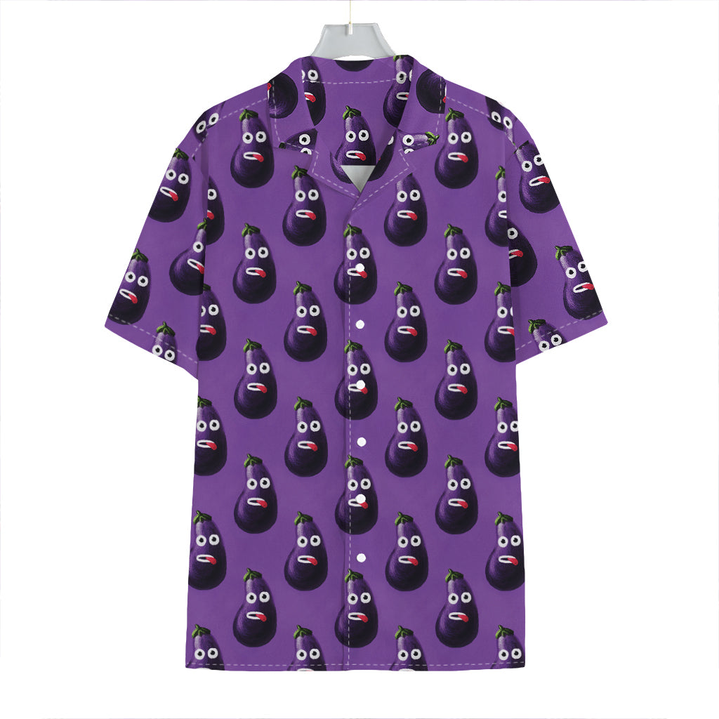 Funny Eggplant Pattern Print Hawaiian Shirt