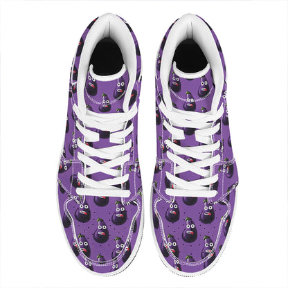 Funny Eggplant Pattern Print High Top Leather Sneakers