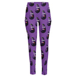 Funny Eggplant Pattern Print High-Waisted Pocket Leggings