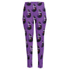 Funny Eggplant Pattern Print High-Waisted Pocket Leggings