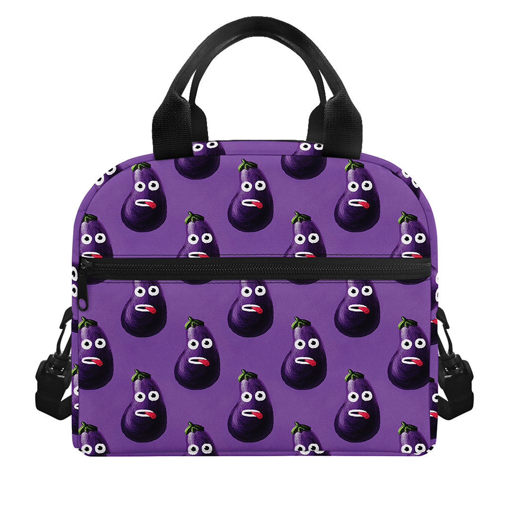 Funny Eggplant Pattern Print Insulated Lunch Bag