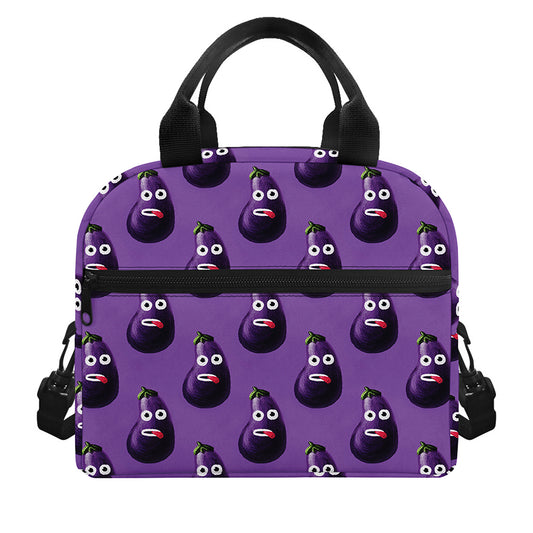 Funny Eggplant Pattern Print Insulated Lunch Bag