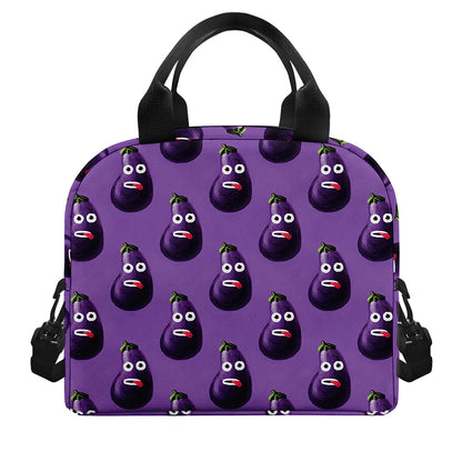 Funny Eggplant Pattern Print Insulated Lunch Bag
