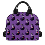 Funny Eggplant Pattern Print Insulated Lunch Bag