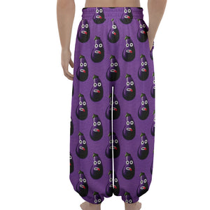 Funny Eggplant Pattern Print Lantern Pants