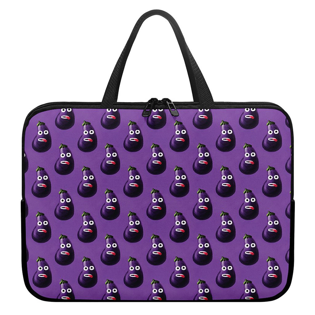 Funny Eggplant Pattern Print Laptop Sleeve With Handle