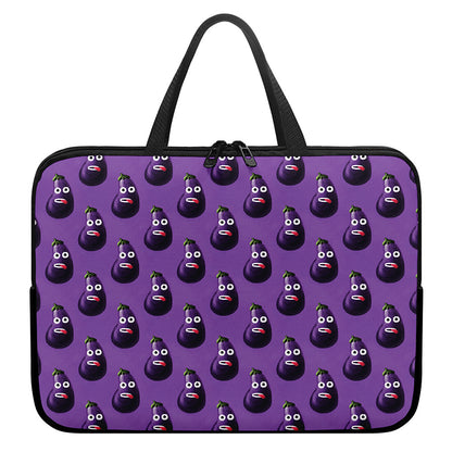 Funny Eggplant Pattern Print Laptop Sleeve With Handle