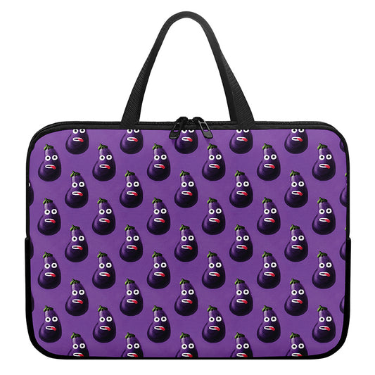 Funny Eggplant Pattern Print Laptop Sleeve With Handle