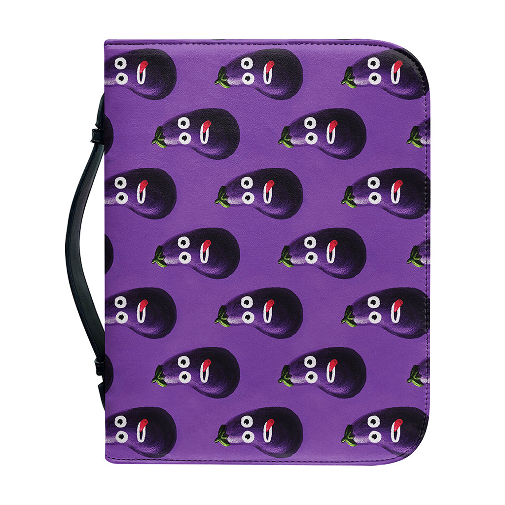 Funny Eggplant Pattern Print Leather Bible Cover