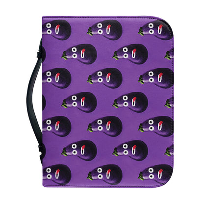 Funny Eggplant Pattern Print Leather Bible Cover