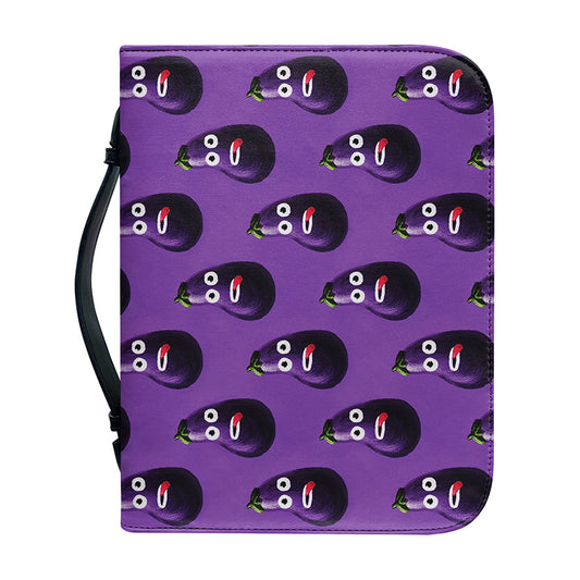 Funny Eggplant Pattern Print Leather Bible Cover