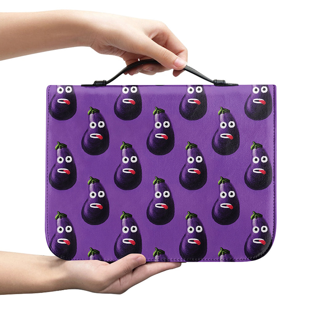 Funny Eggplant Pattern Print Leather Bible Cover