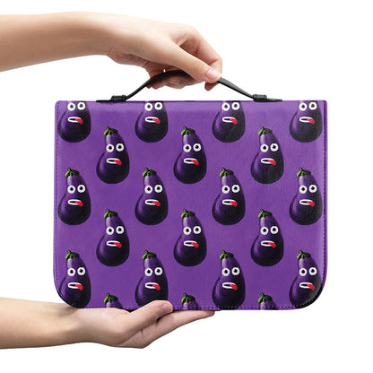 Funny Eggplant Pattern Print Leather Bible Cover