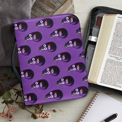 Funny Eggplant Pattern Print Leather Bible Cover