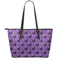 Funny Eggplant Pattern Print Leather Tote Bag With Zipper