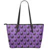 Funny Eggplant Pattern Print Leather Tote Bag