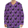 Funny Eggplant Pattern Print Long Sleeve Baseball Jersey