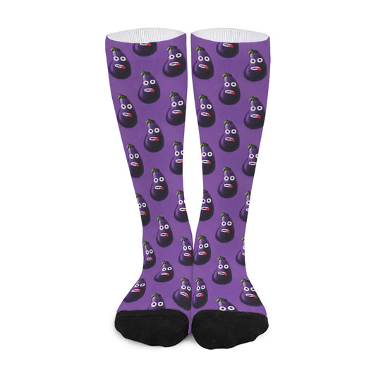 Funny Eggplant Pattern Print Long Socks