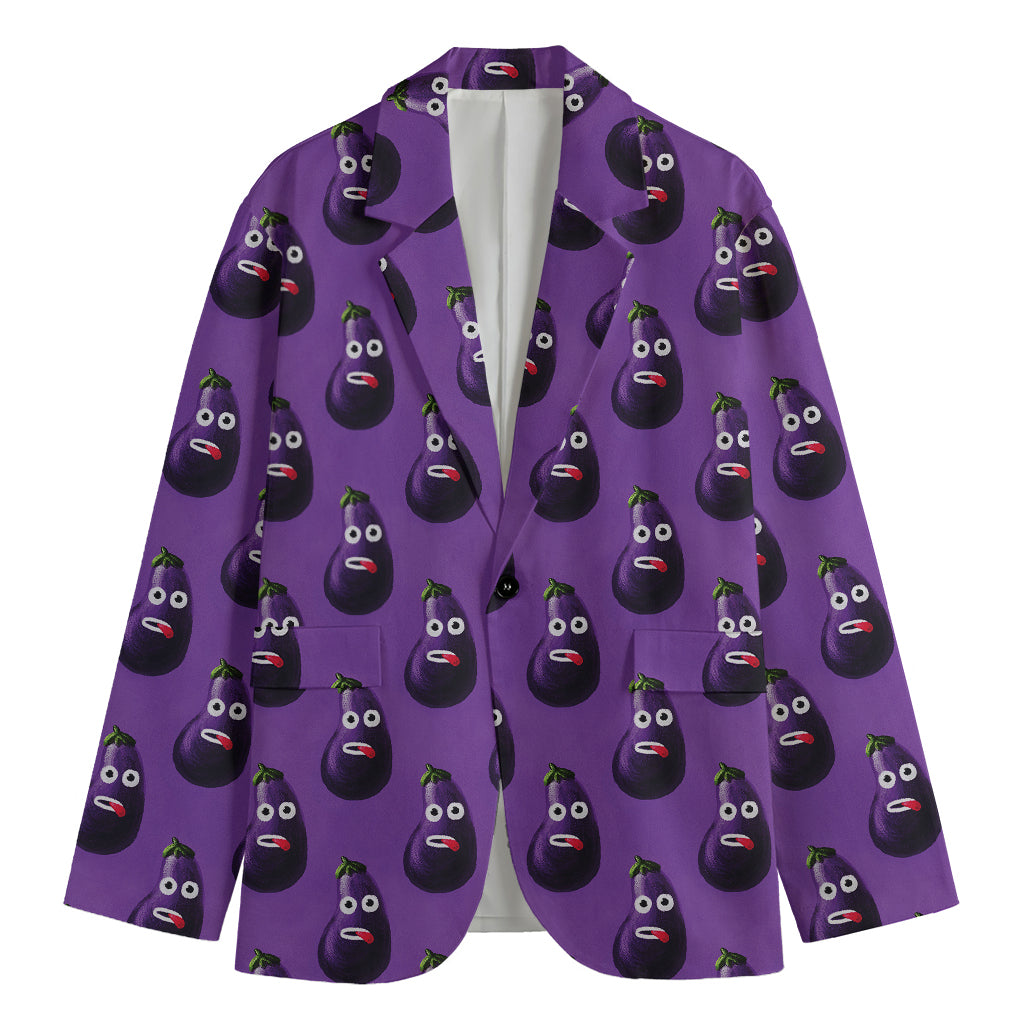 Funny Eggplant Pattern Print Men's Blazer