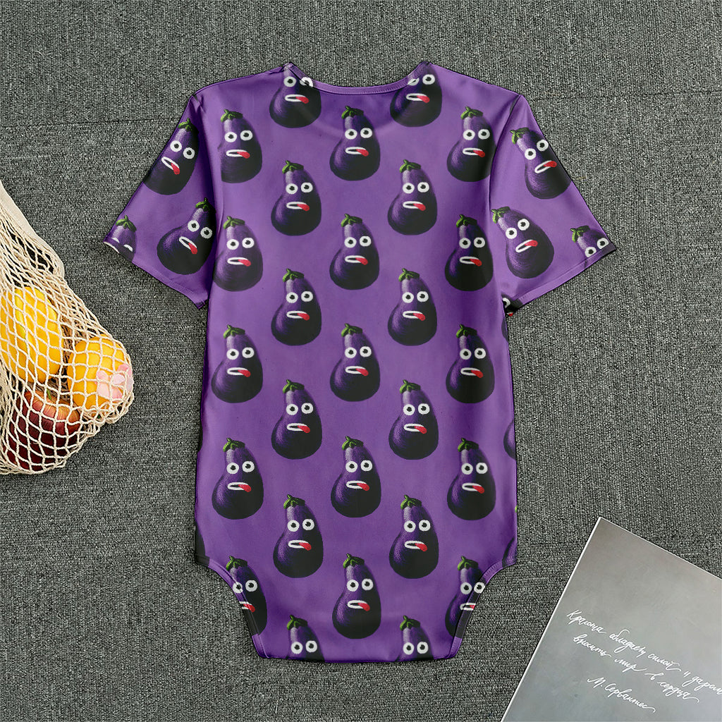Funny Eggplant Pattern Print Men's Bodysuit