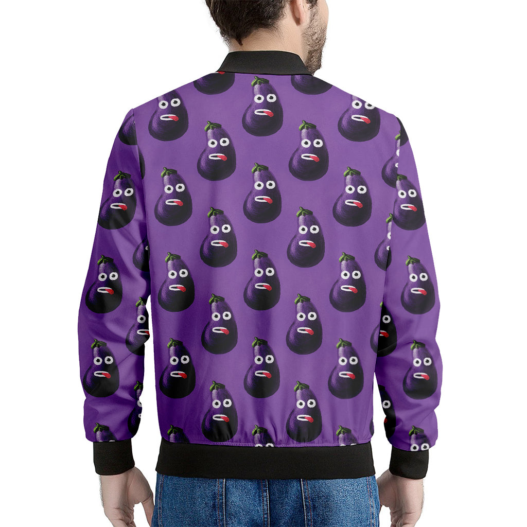 Funny Eggplant Pattern Print Men's Bomber Jacket