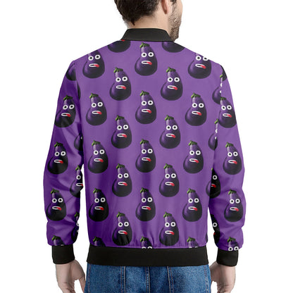 Funny Eggplant Pattern Print Men's Bomber Jacket
