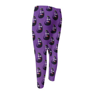 Funny Eggplant Pattern Print Men's Compression Pants