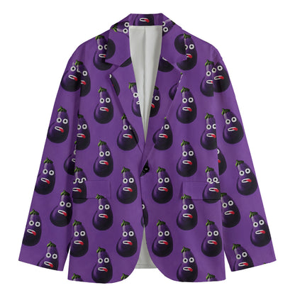 Funny Eggplant Pattern Print Men's Cotton Blazer