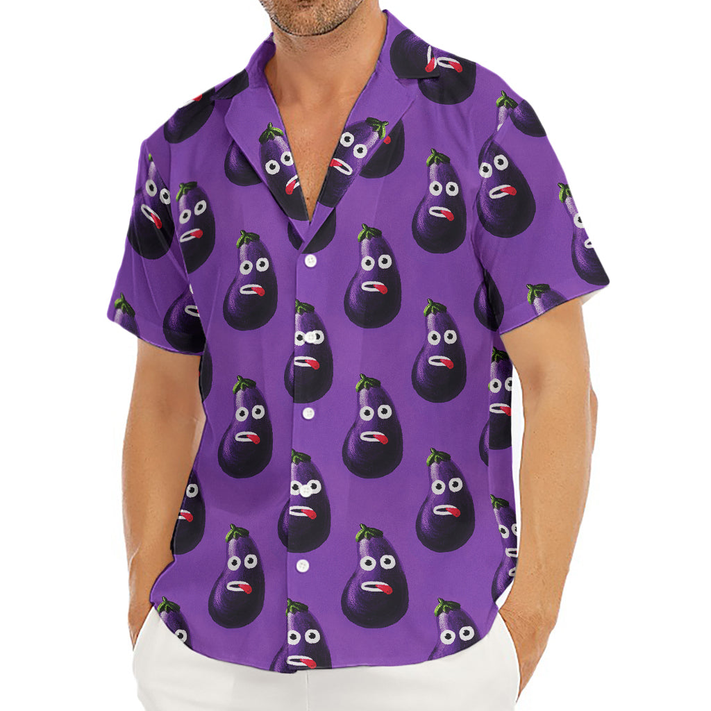 Funny Eggplant Pattern Print Men's Deep V-Neck Shirt